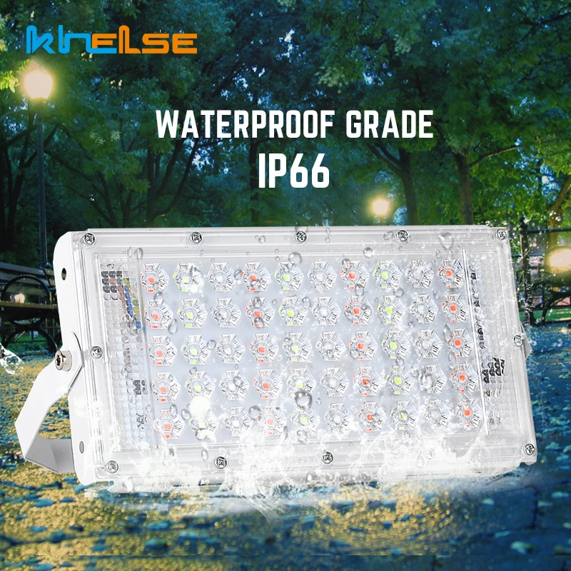 50W LED Flood Light 220V RGB Remote Control Spotlight Waterproof IP66 Outdoor Garden Street Lighting Reflector Cast Floodl | Лампы и