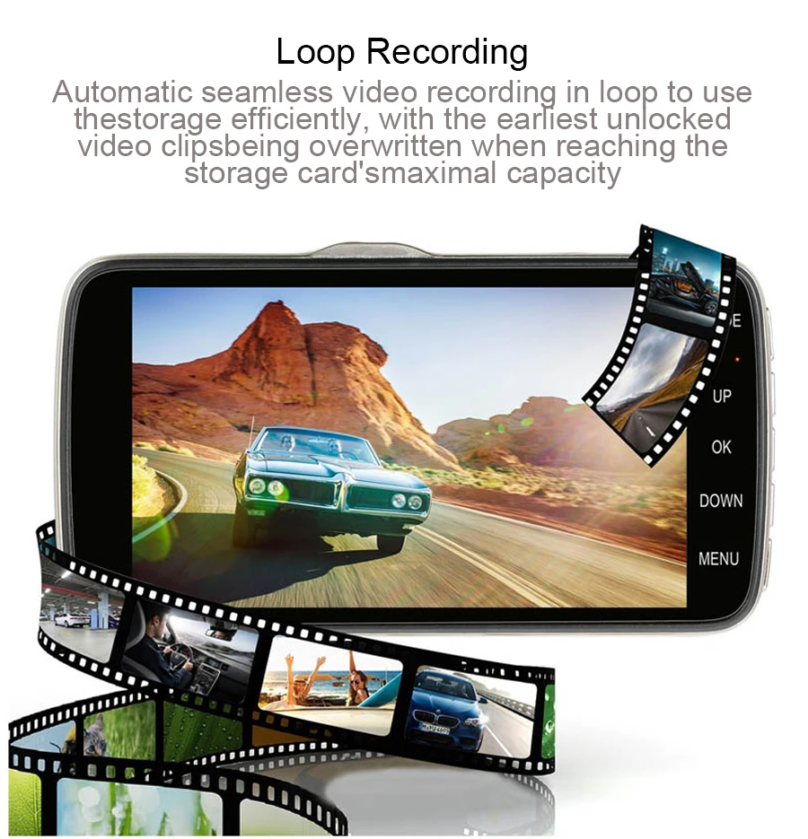 Мини видеорегистратор Anfilite 4 дюйма Full HD1080P Автомобильный автомобильная