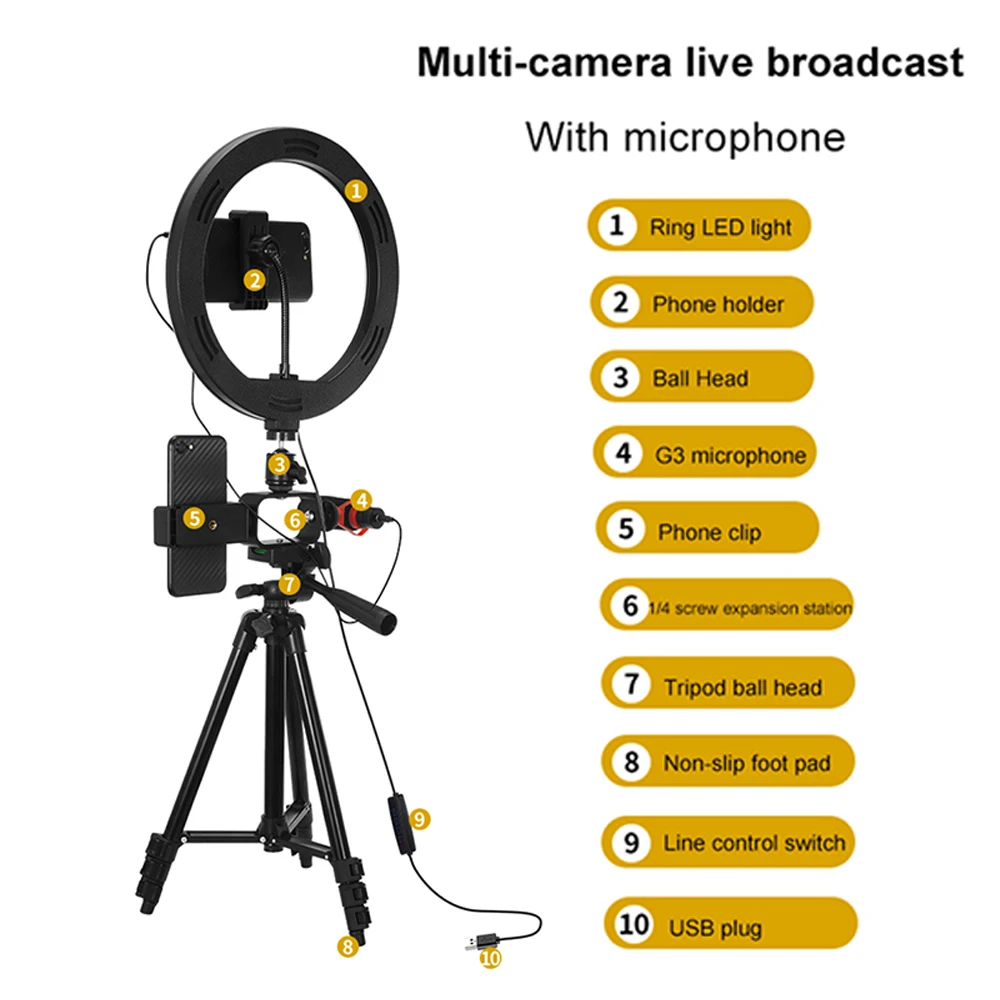 Штатив для телефона с кольцом светильник 26 см набор Vlog универсальная фотография