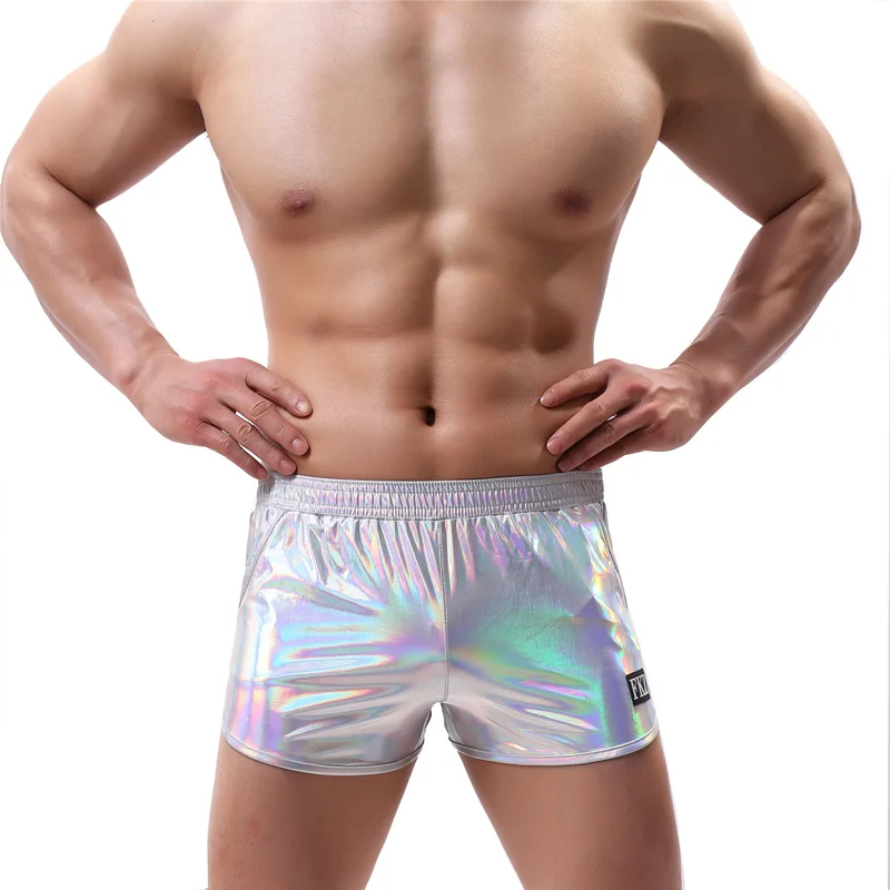 

Mens Underwear Boxers Shiny PU Leather Wetlook Boxer Shorts Boxershorts Cueca Masculina Trunks Male Homme Panties Dance Clubwear