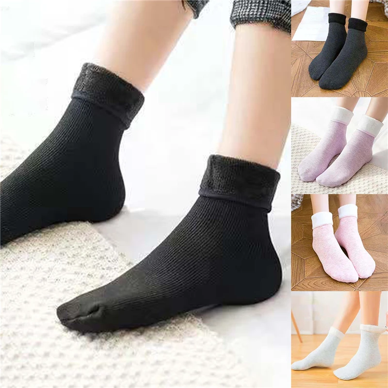 

Winter Warm Socks Women Solid Color Thickening Socks Breathable And Sweat-absorbing Fashion Mid Sock For Female