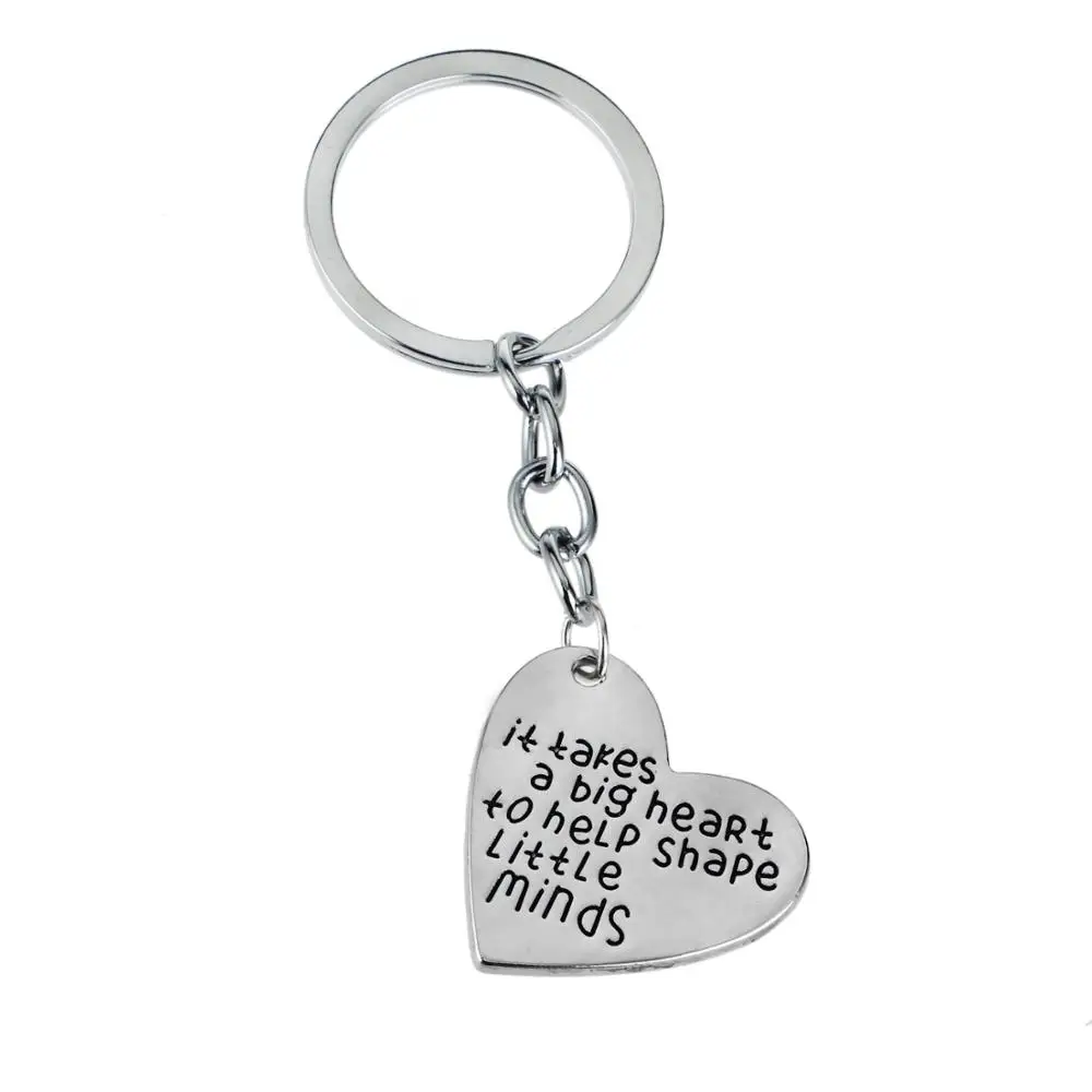 

12PC It Takes A Big Heart To Help Shape Little Minds Keyring Heart Charm Pendant Keychain Thank You Teacher Teacher's Day Gifts