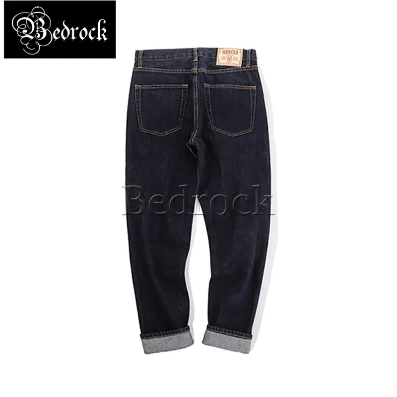 

Bedrock 2021 summer new simple washed black 13.5oz Raw Denim jeans men Slim straight pencil pants without fading technology 7310