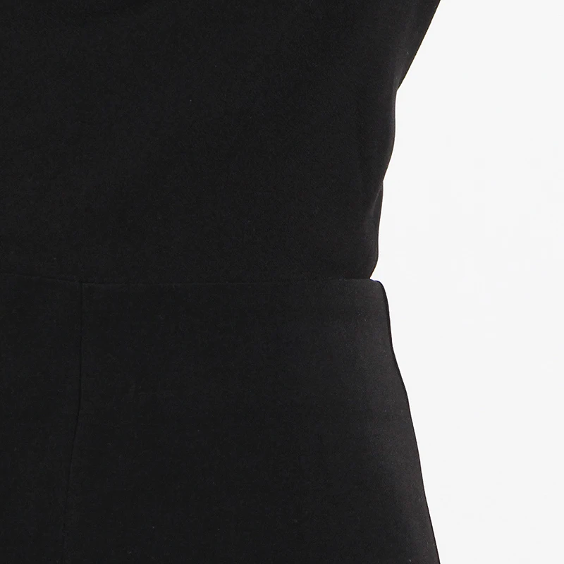 

VGH Sexy Black Slim Jumpsuit For Women V Neck Sleeveless High Waist Backless Wide Leg Pants Jumpsuits Female Fashion New Style