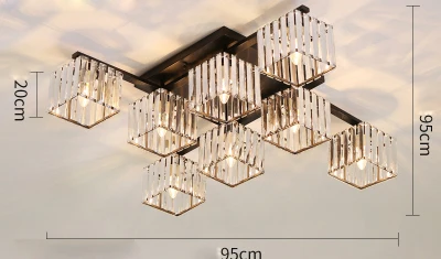 Black 8 light Хрустальный светильник в скандинавском стиле для гостиной, спальни, столовой, светильник, атмосферный бытовой потолочный светильник, современный квадратный хрустальный потолочный светильник - Цвет корпуса: Black 8 light