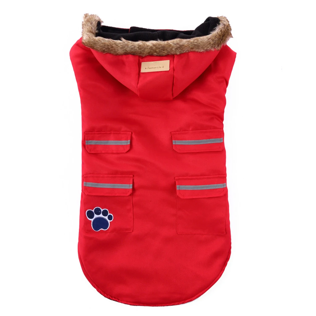 Red Transer Golden Retriver, Большие куртки для собак, искусственный мех, верхняя одежда с капюшоном, зимняя теплая одежда для собак, одежда для маленьких, средних и больших собак 9822 - Цвет: Red