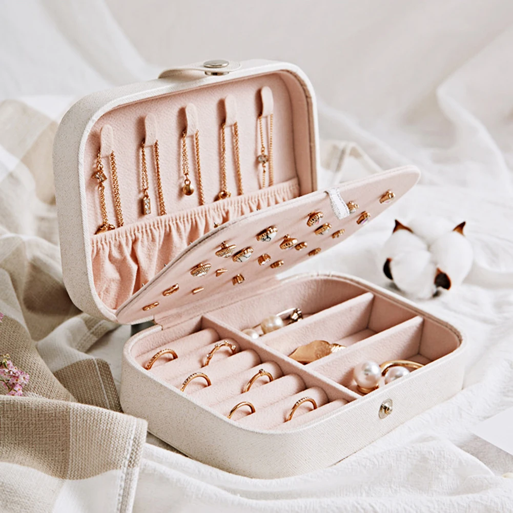 

Шкатулка для ювелирных украшений из искусственной кожи, органайзер для ювелирных изделий, Дорожный Чехол для украшений, кожаный Органайзер...