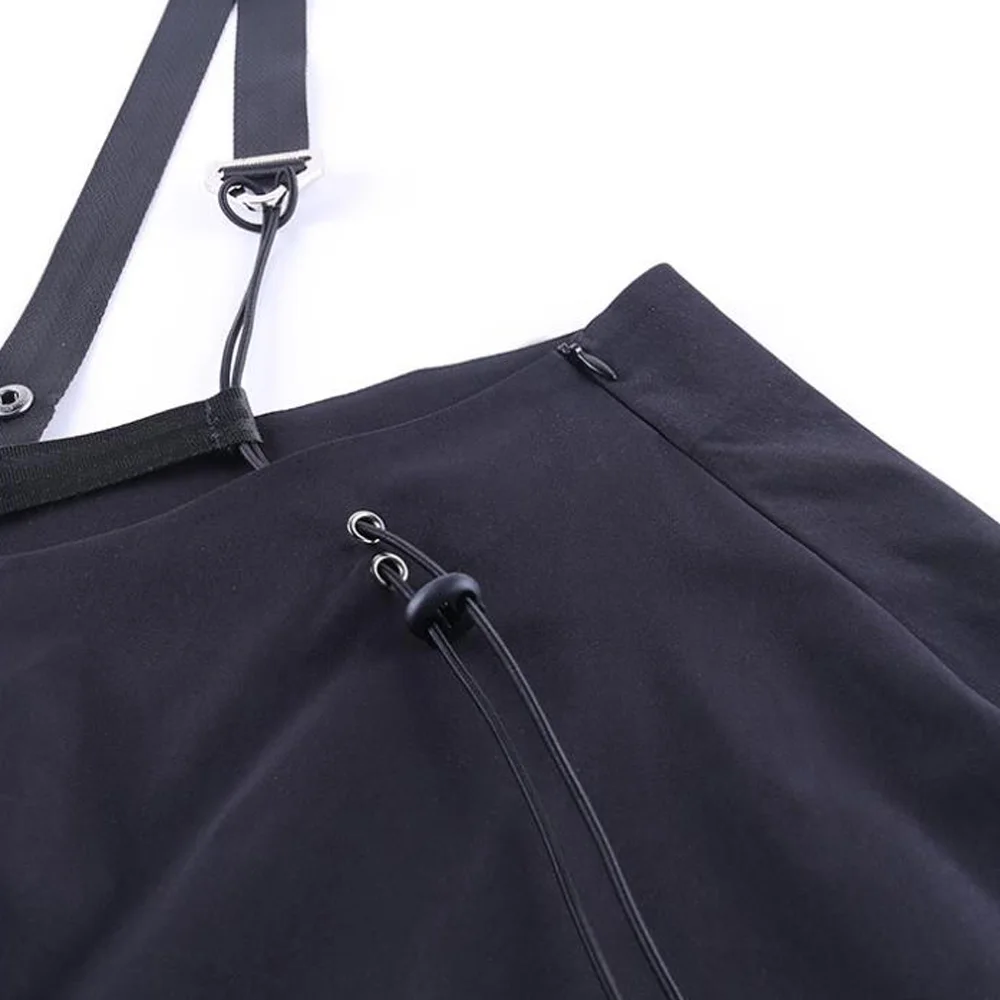 Юбка на бретелях в стиле Харадзюку женские черные готические юбки с высокой