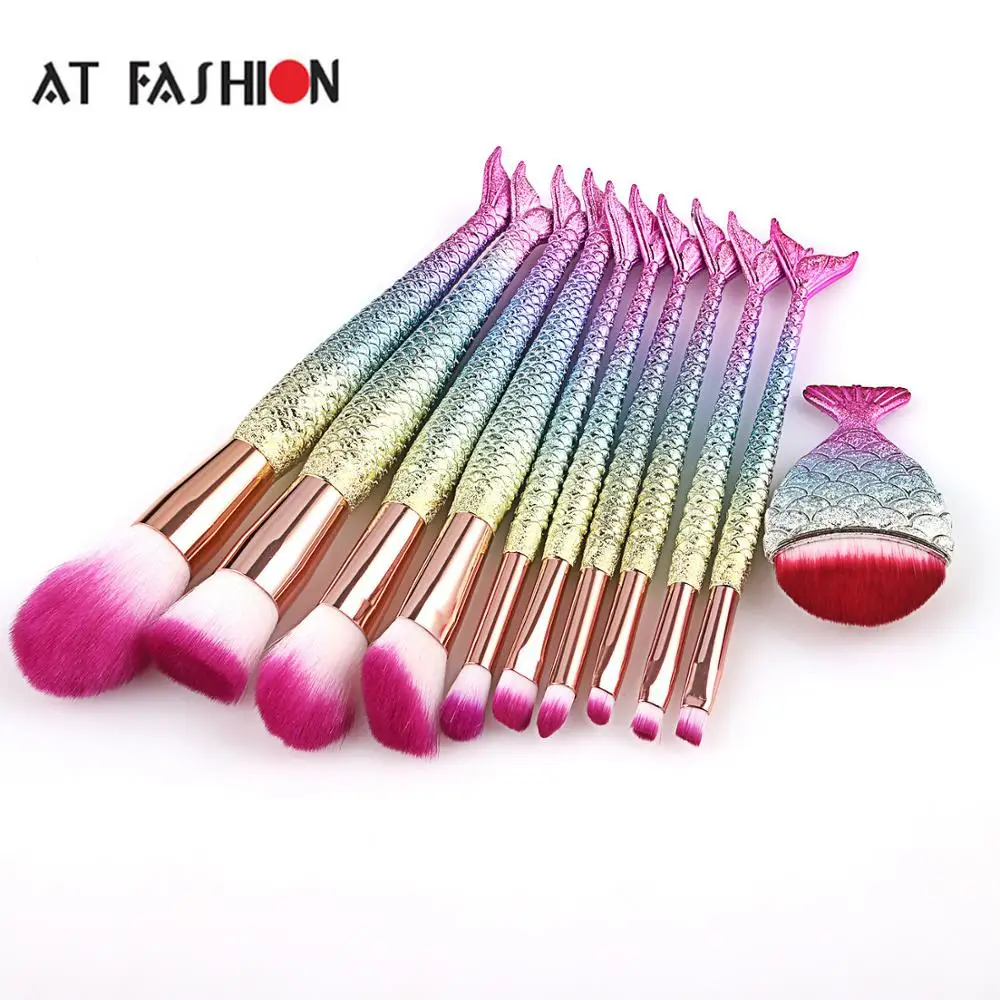 10/11 шт. Русалка Макияж Кисть для макияжа набор кистей глаз тени век консилер