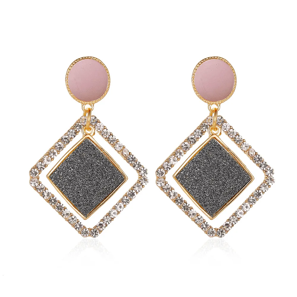 

Fashion Statement Earrings Geometric Flower Earrings for Women Hanging Dangle Earring Crystal Drop Earing Modern Female Jewelry