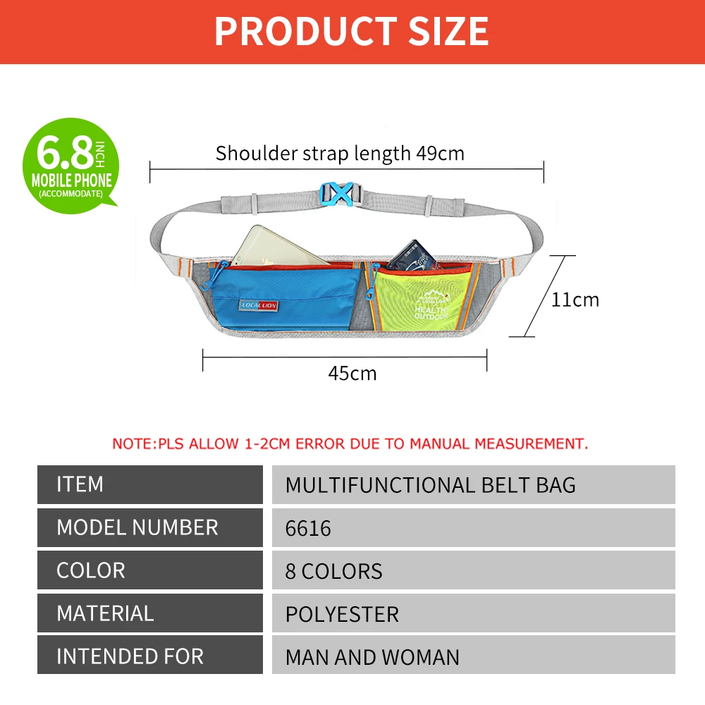 Women's and men's Running Waist Bag Portable Sports Gym Bag Water Bike Mobile Phone Bag