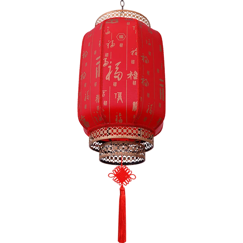 Red Lantern Chandelier Chinese Style Waterproof and Sun Protection Outdoor Balcony Ornaments Indoor Advertising Sheepskin