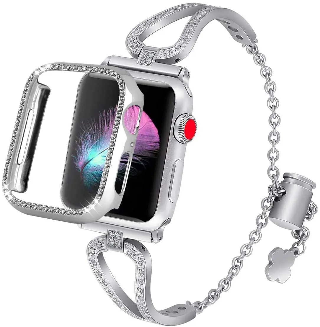 

Apple Watch Band Case 38mm Series 3/2/1, Women Jewelry Iwatch Bracelet with Bling Cover for iWatch Series 3/2/1