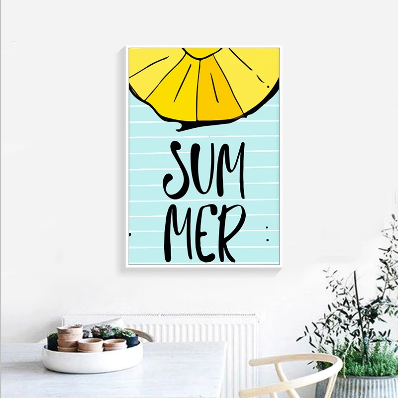

Casual Cute Holiday Style Canvas Oil Painting Wall Art Print Poster For Living Room Bedroom Home Decoration Pineapple Enjoy
