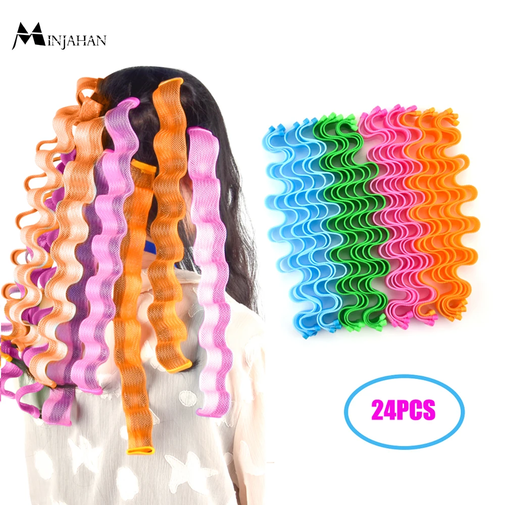 24PCS DIY Magic Hair Curler 25/30/45/50/55CM Portable Hairstyle Roller Sticks Durable Beauty Makeup Curling Hair Styling Tools