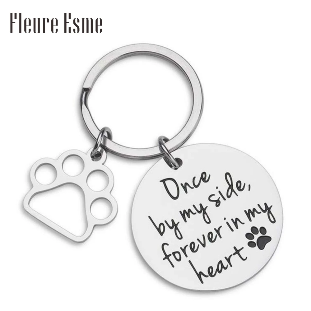

Keychain Dog Cat Remembrance Jewelry Sympathy Gift Dog Remembrance for Women Men Once By My Side Forever In My Heart Key Ring