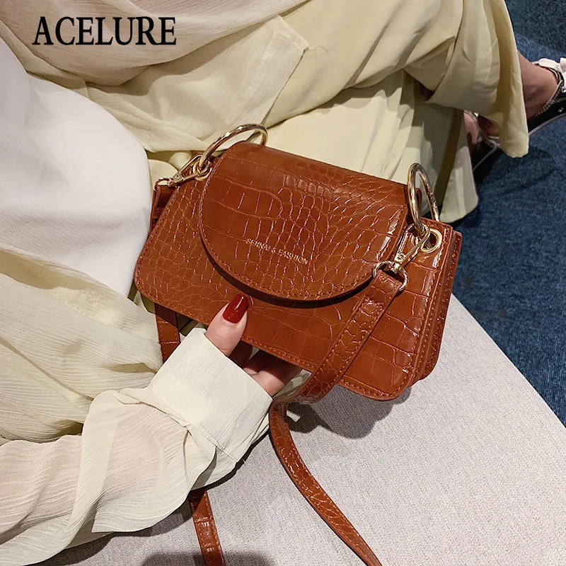 

ACELURE Solid Color Alligator PU Leather Shoulder Bags for Women Small Soft Fashion Crossbody Bags Female Daily Fashion Purse