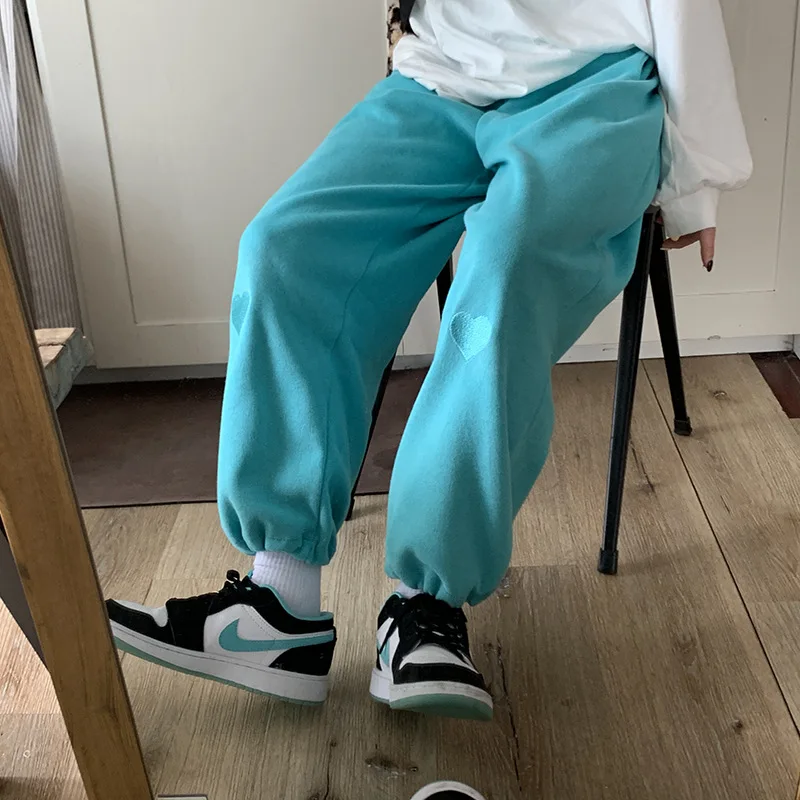 

Plus size plush pants new women's loose high waist straight tube wide leg legged pants