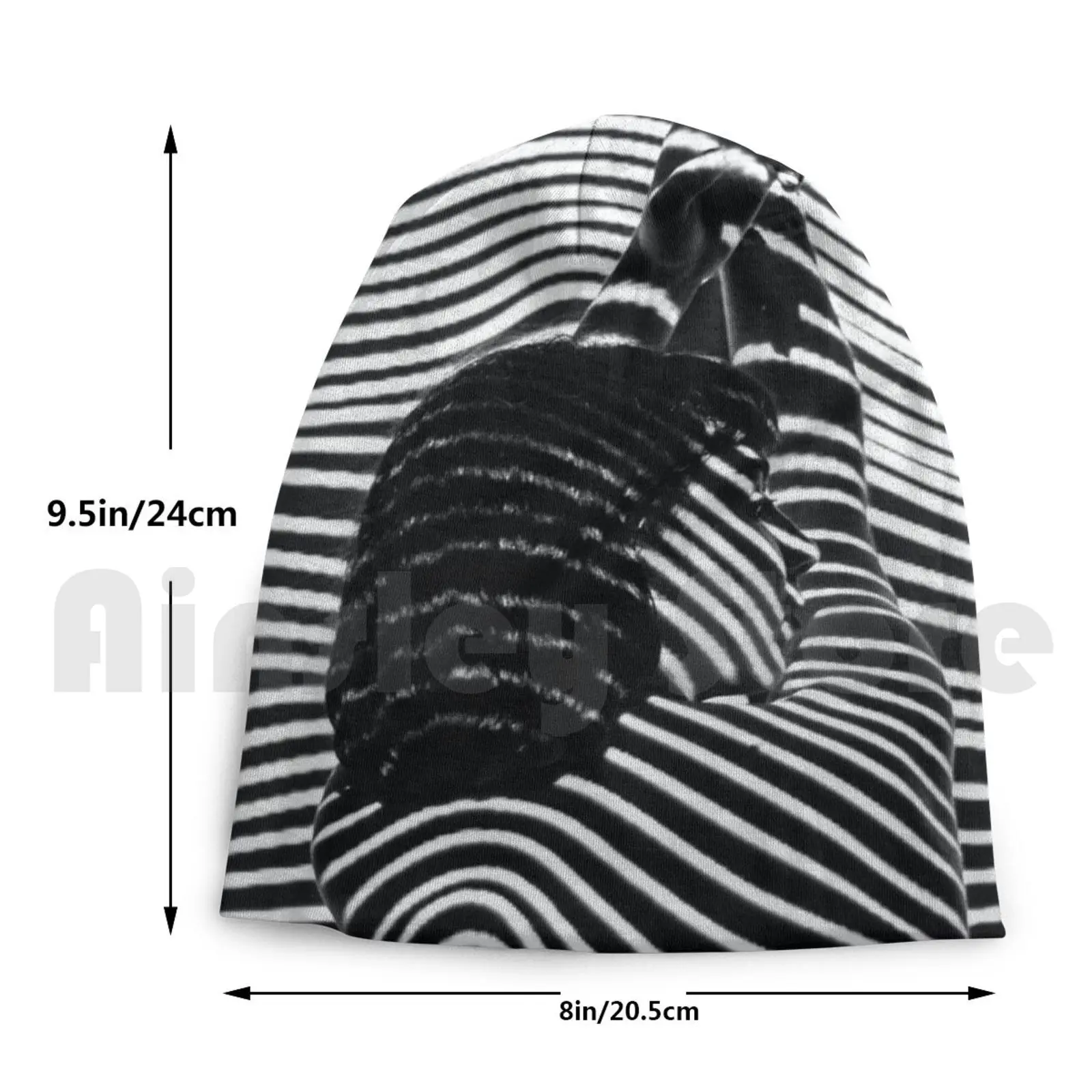 

Girl With Striped Zebra Black And White Projection Beanies Knit Hat Hip Hop Zebra Stripe White Black Projection