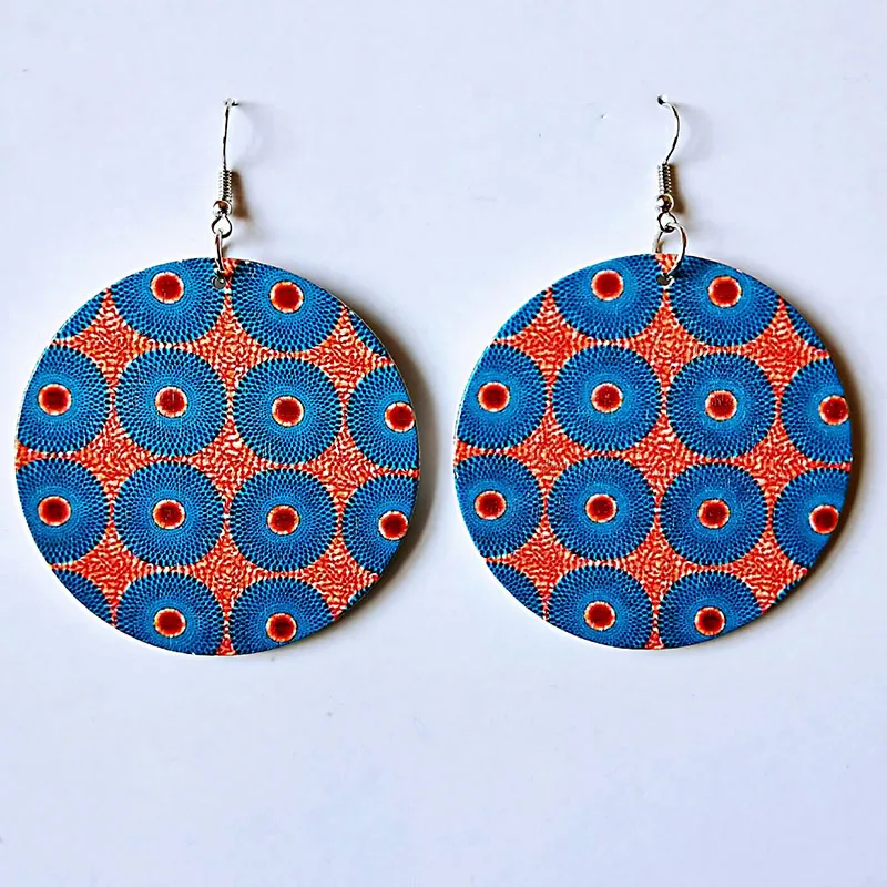 Wood Africa Map Printing Flower Geo Earring Vintage Party African Afro Jewelry Wooden DIY Club Gift | Украшения и аксессуары
