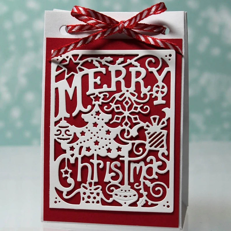 3D Merry Christmas слова Рождественская елка Металлические Вырубные штампы DIY