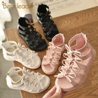 Bear LeaderМилая обувь для девочек; Новинка 2021 года; Летняя детская обувь с бантом и блестками; Милые тонкие туфли; Детские сандалии с перекрестными ремешками; Обувь