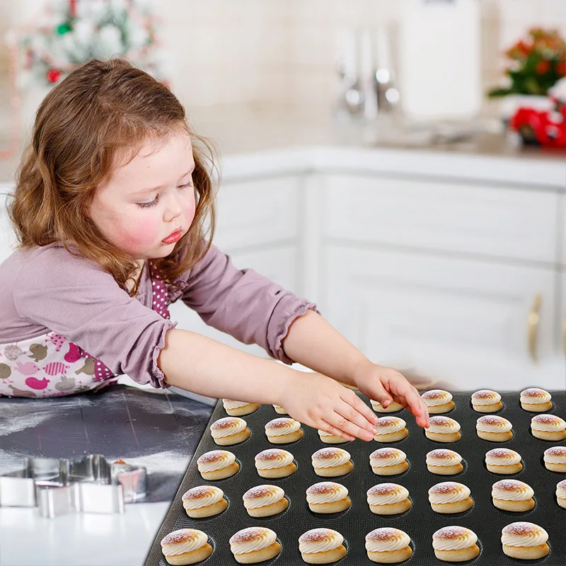 

Meibum Round Bread Baguette Eclair Hamburger Baking Mold Long Loaf Cookie Bun Glass Fiber Silicone Mould Non Stick Bake Tray