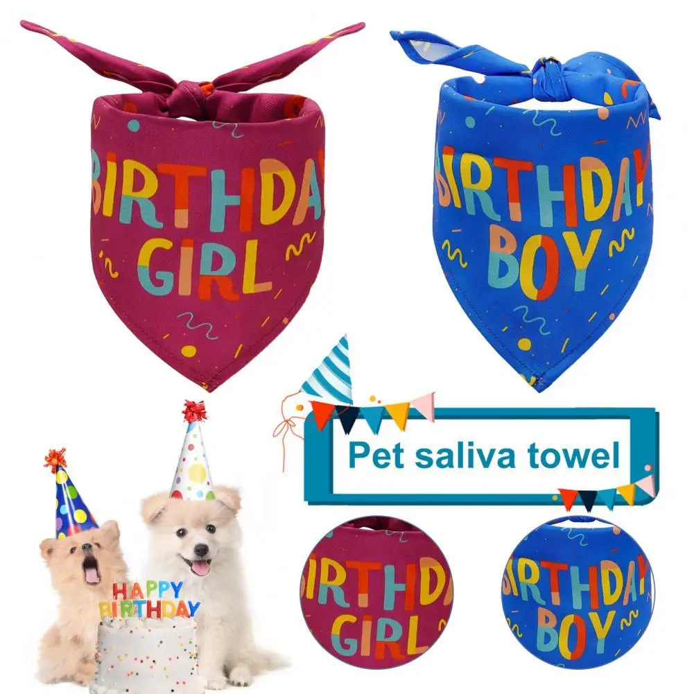 

Fun Delicate Printing Wear-Resistant Birthday Party Cat Dog Bandana Supplies Pet Decorative Pet Scarf Pet Bib