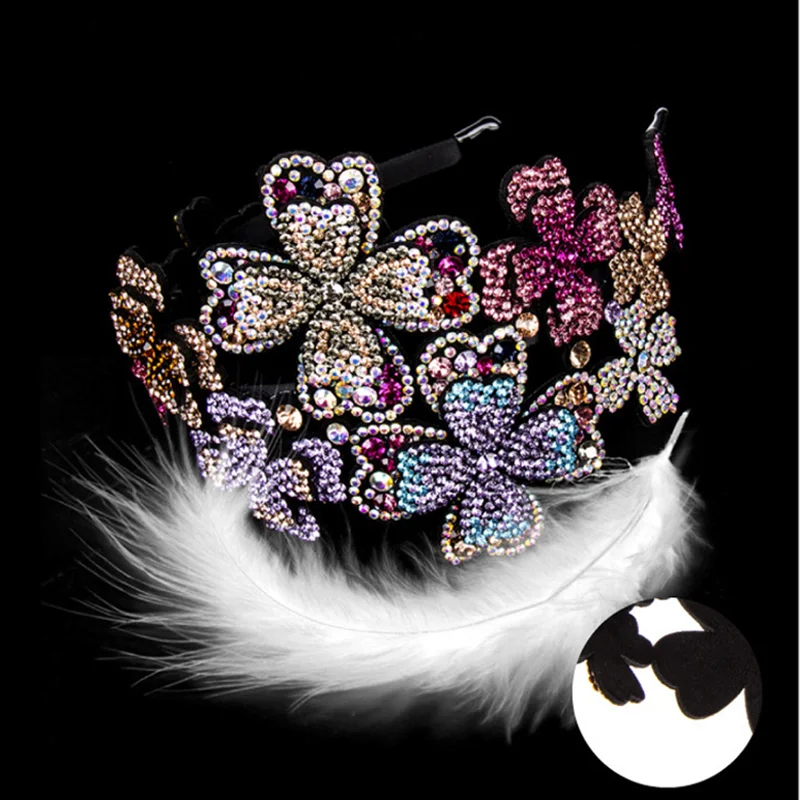 

Elastic Rhinestone Beaded Women Headbands Handmade Vintage Jewelry Hair Bands for Girl Hair Accessories Multicolor PR Sa