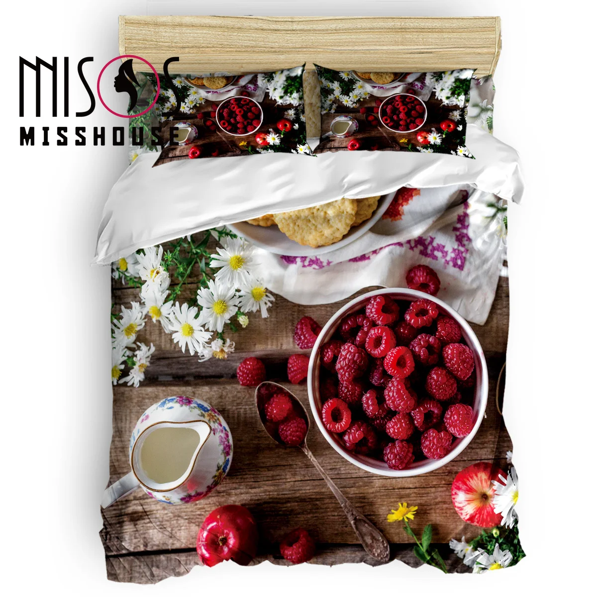 MISSHOUSE 4 шт. комплекты постельного белья малина для пикника яблоко еды набор