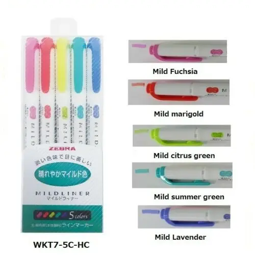 Японская Зебра 25 цветов 5 типов Mildliner двухсторонний хайлайтер ручка набор