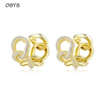high quality elegant gifts for women chains shaped hoop earrings pierced ear buckle pave cubic zircon statement jewelry earrings