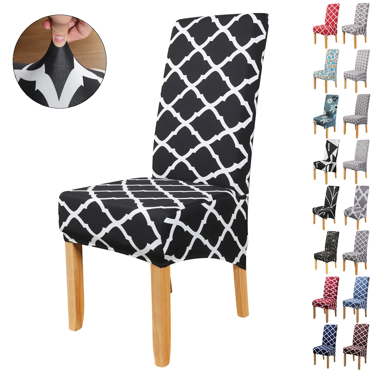 

1-8 pcs Printed Spandax Stretch Chair Covers Extra Large Solid Chair Cover Party Decor Dining Room Seat Cover Banquet Decoration