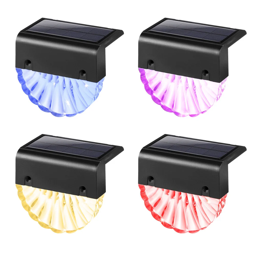 

OSALADI 4pcs Solar Powered Step Light White Color Changing LED Light IP65 Waterproof Stair Yard Lamp for Home Backyard Garden