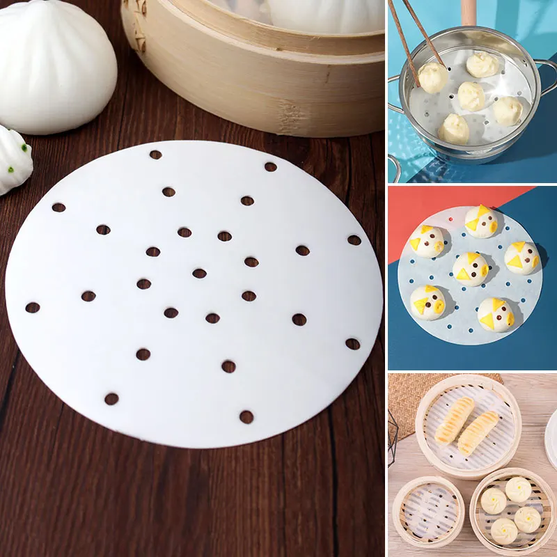 50Pc/Bag Air Fryer Steamer Liners Premium Perforated Wood Pulp Papers Non-Stick Steaming Basket Mat Baking Utensils For Kitchen | Дом и сад