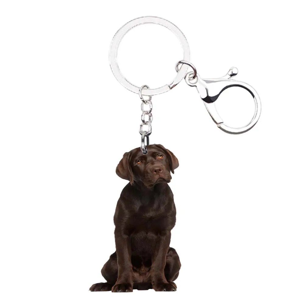 

Labrador retriever Dog Animal Keychains Lobster clasp Silver keyring NOT 3D handbag drop car accessories for girls llaveros lady