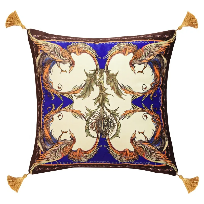 

Home Decorative Pillowcase Earl Print American Style Throw Waist Pillow Case Cushion Cover Protector Vlevet Tassel Decorated