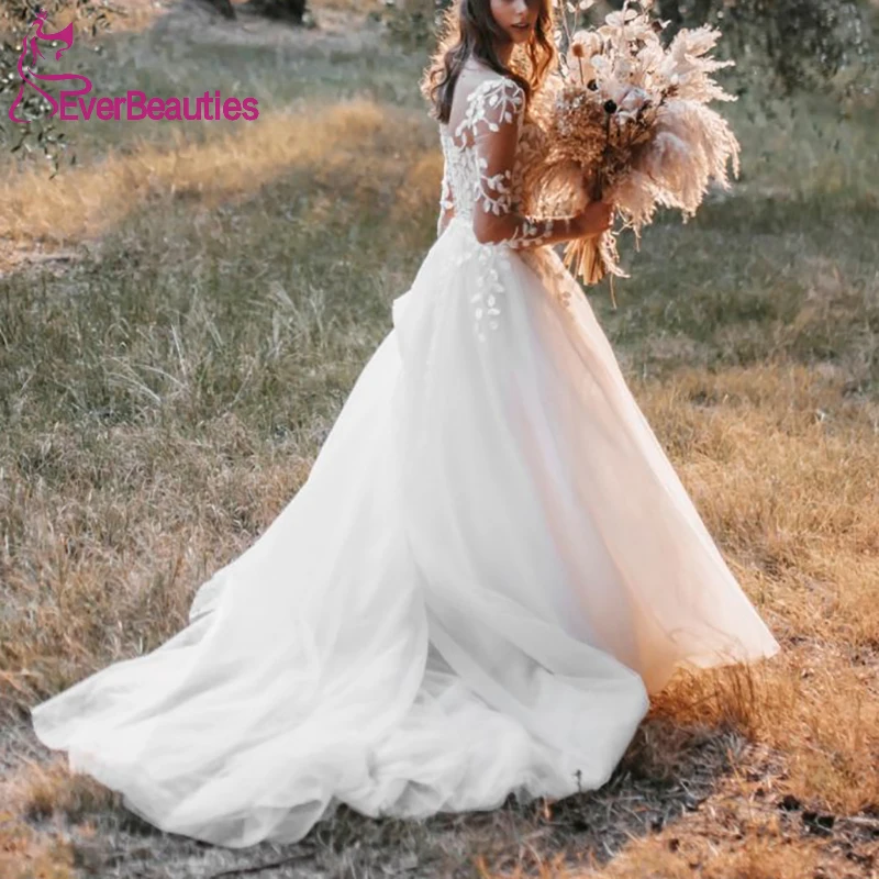 

Long Sleeves Lace Wedding Dresses for Women 2022 Robe De Mariee Tulle Appliques Plus Size Bridal Gowns Vestidos De Novia