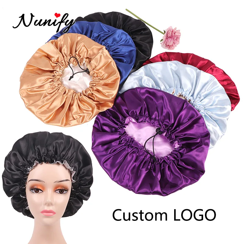 5Pcs/Lot Adjustable Satin Bonnet Sleep Cap Silky Satin Cap For Sleeping Hair Salon Accessories Hair Care Cap Silky Satin Bonnet