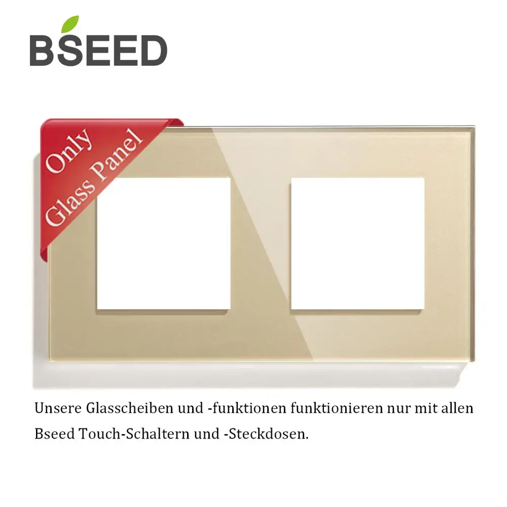 Золотой BSEED Хрустальная стеклянная панель 157 мм Жемчуг белый черный Глобен для стены двойная розетка только стеклянная панель - Цвет: Золотой