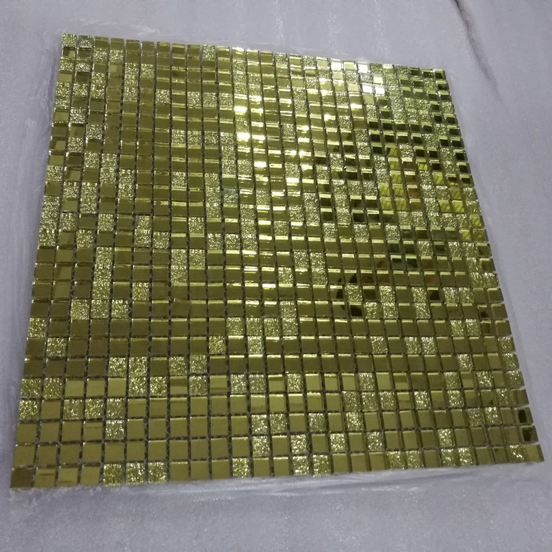 Маленькая квадратная Золотая зеркальная стеклянная мозаичная плитка декор