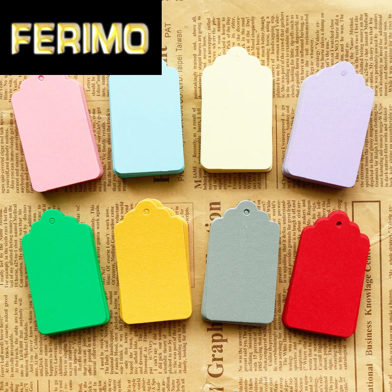 

50pcs 4x7cm Colorful Paper Tags Handmade Wedding Favors Craft Gift Hang Tag Packaging Label Price Tags DIY Cloth Sewing Supply