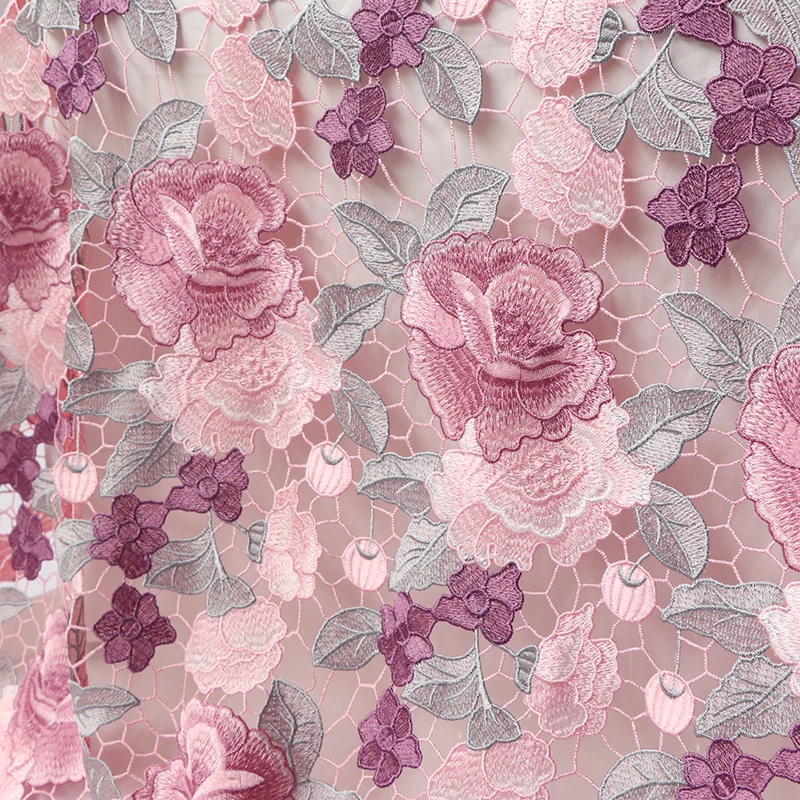 

Высококачественная Водорастворимая кружевная ткань, трехмерная вышивка и вырез, costura Cheongsam, пошив одежды, платья