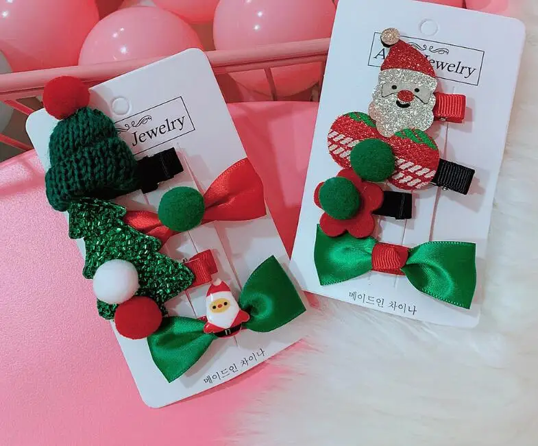 

2/3/4PCS Hair Clip Hairpin Barrette Christmas Duckbill Clip 40PCS/10Set Accessories Grosgrain Ribbon Headwear OEM Drop Shipping