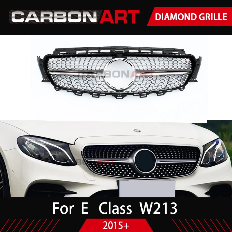 Front grille Diamonds Grille suitable for E class W213 E63 amg grill E180 E200L E260 E300L 2015+ without/with camera hole | Автомобили и