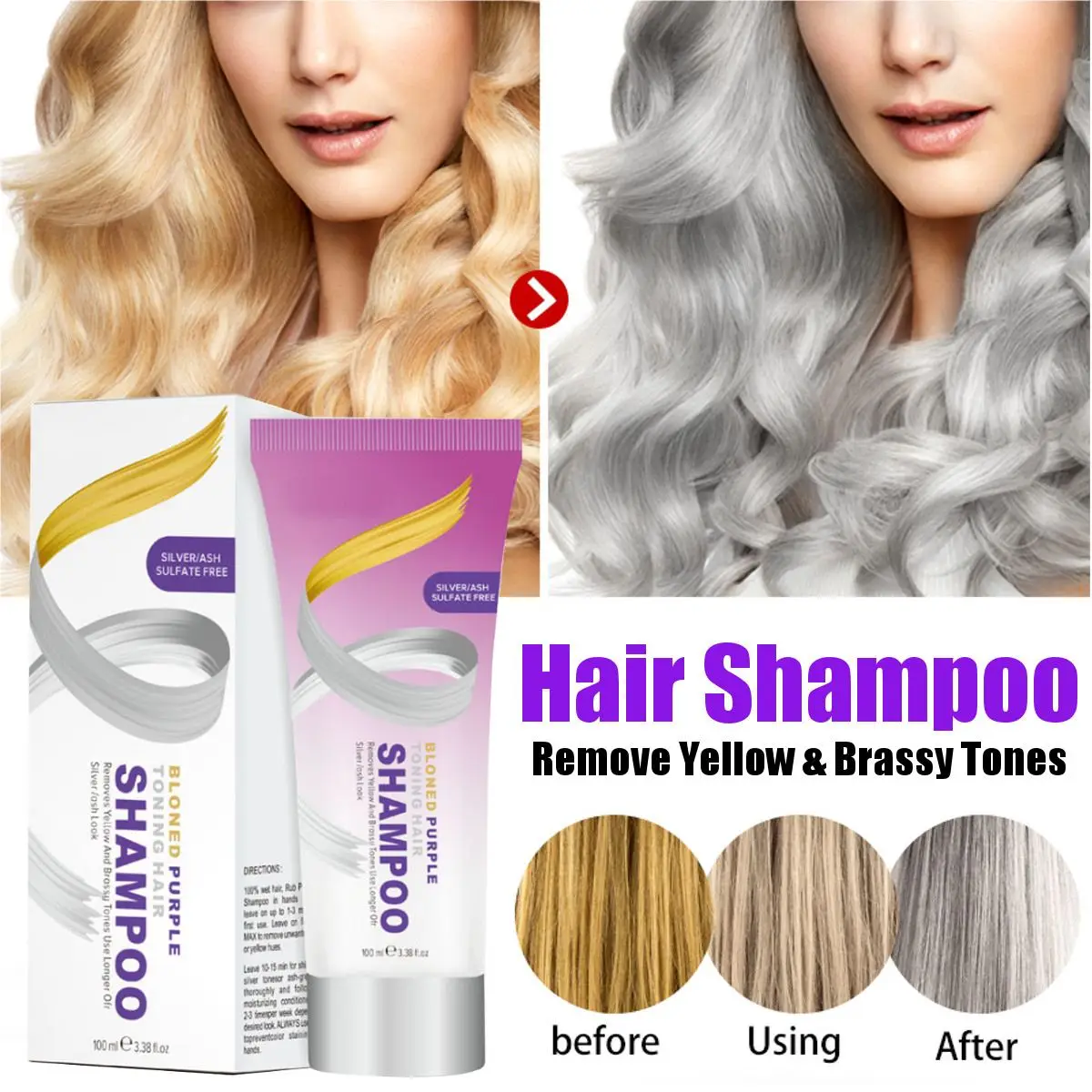 

100ml Nature Permanent Super Hair Dye Cream Yellow And Brassy Tones To Silver Blonde Bleached Gray Hair Dye Effective Shampoo