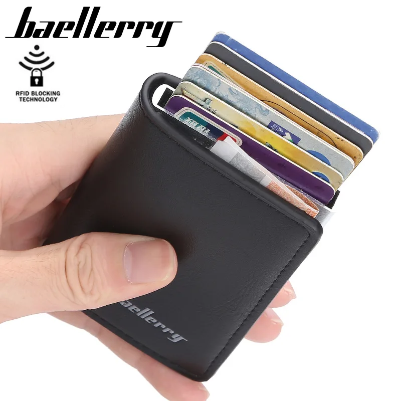 Мужские кошельки с держателем для Карт Rfid винтажные черные короткие маленький