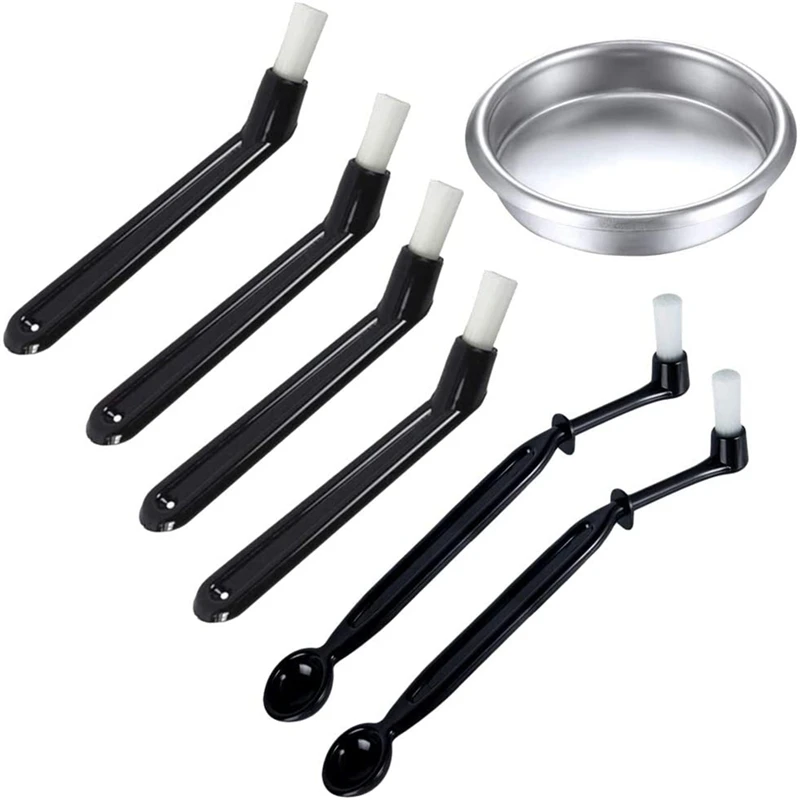 Набор для очистки кофемашины металлический потайной фильтр 58 мм щетка с ложкой 7