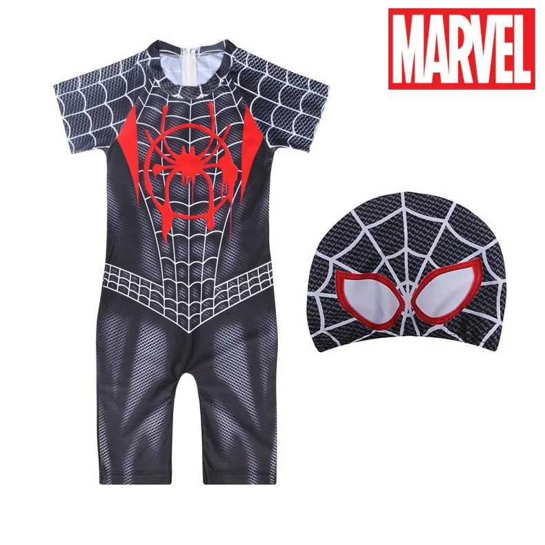 Новый Цельный купальник Marvel с человеком-пауком для мальчиков черный красивый
