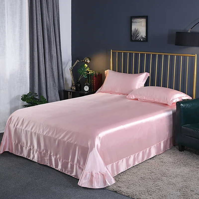 

100% silk bed linen double bed set summer high-end luxury heavy solid color high-end custom four-piece double-sided quilt cover